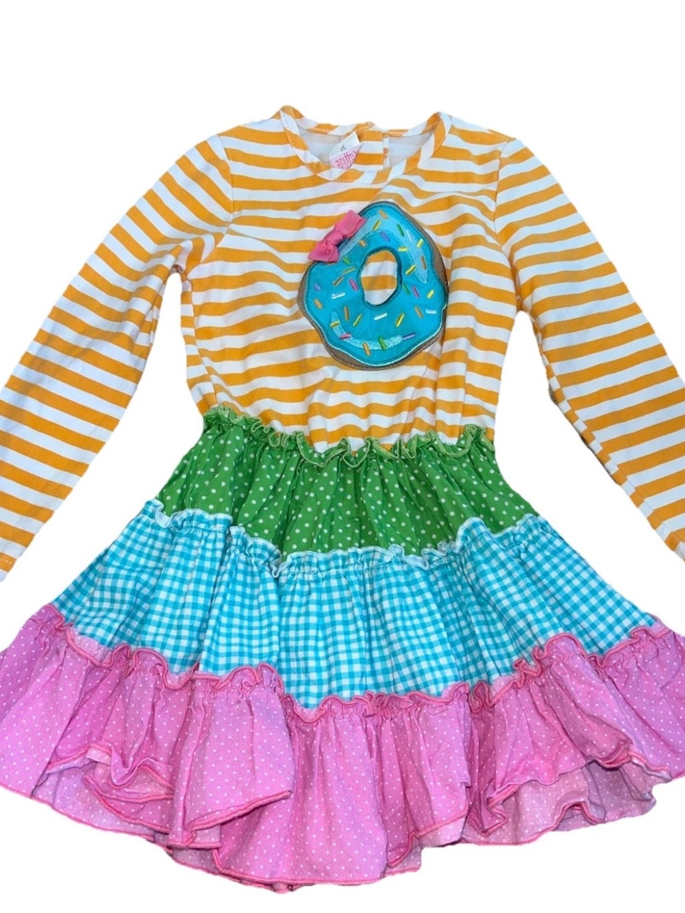Ricrac And Ruffles Girls Size 3T Long Sleeve Ruffled Donut Dress